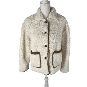 J.Crew Faux Sherpa Barn Jacket BW067 XS Ivory NWT Teddy